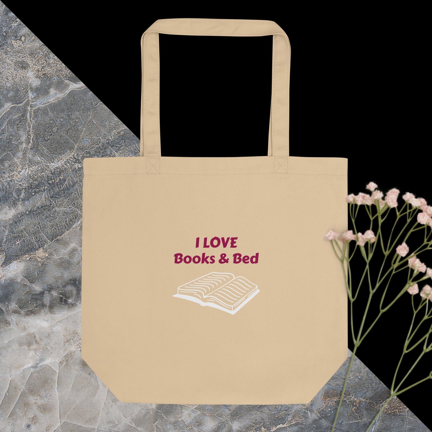 Eco Tote Bag - I Love Books & Bed
