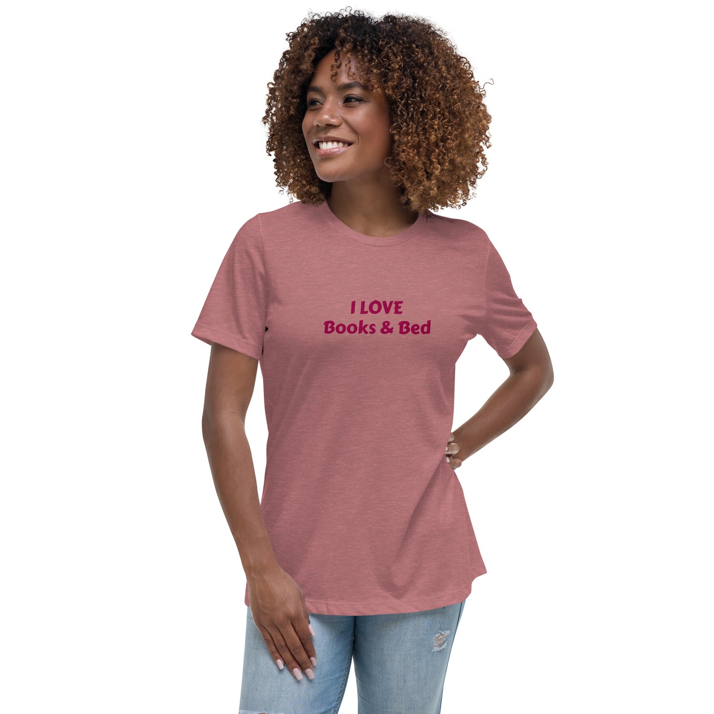 Lightweight Women's Relaxed T-Shirt - I Love Books & Bed