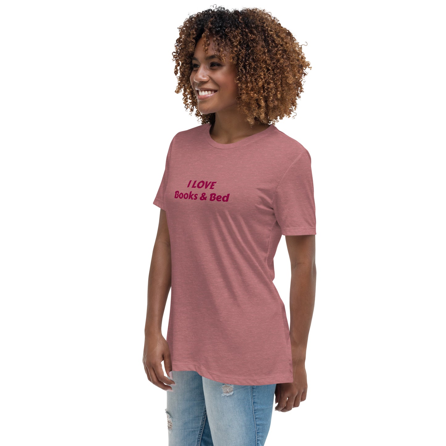 Lightweight Women's Relaxed T-Shirt - I Love Books & Bed