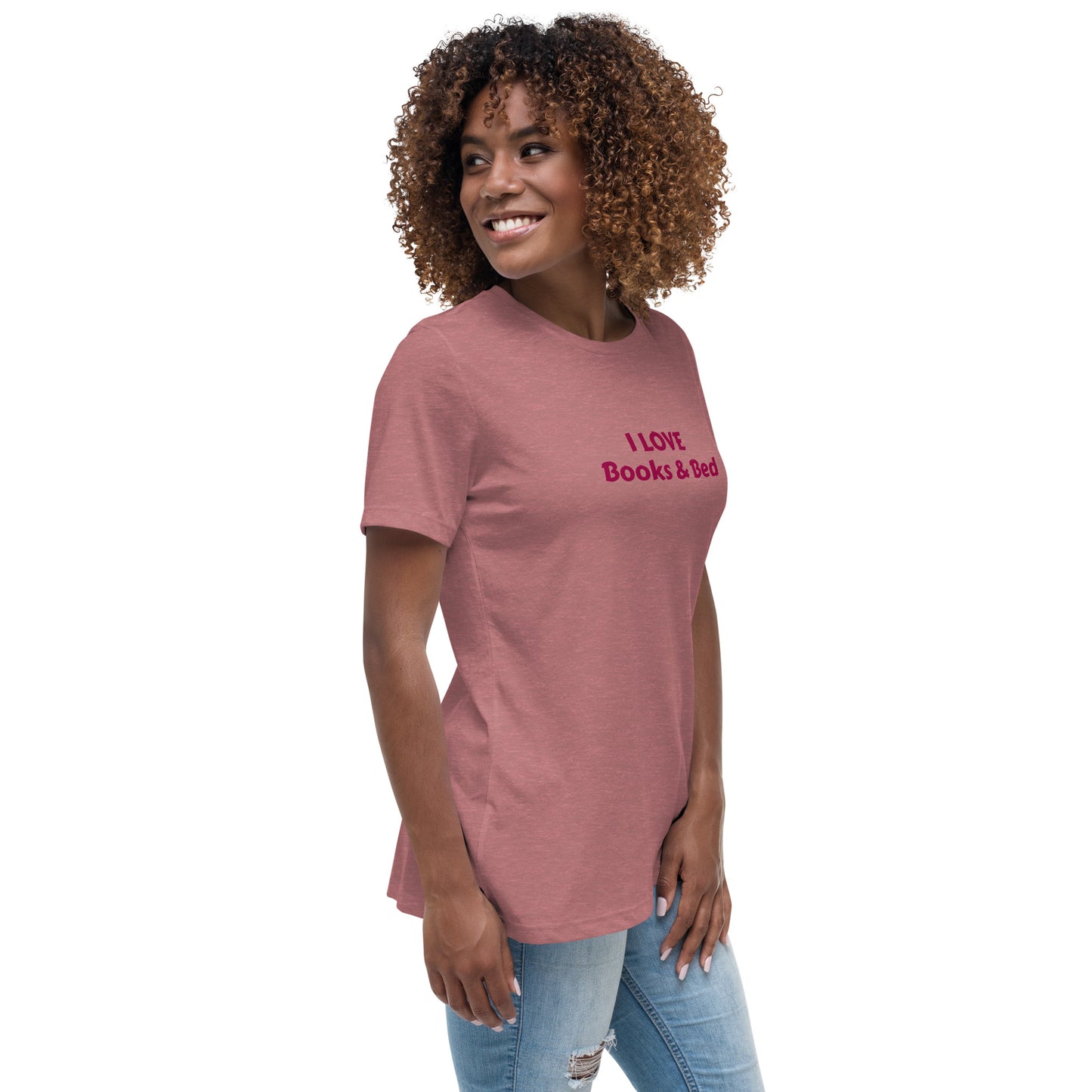 Lightweight Women's Relaxed T-Shirt - I Love Books & Bed