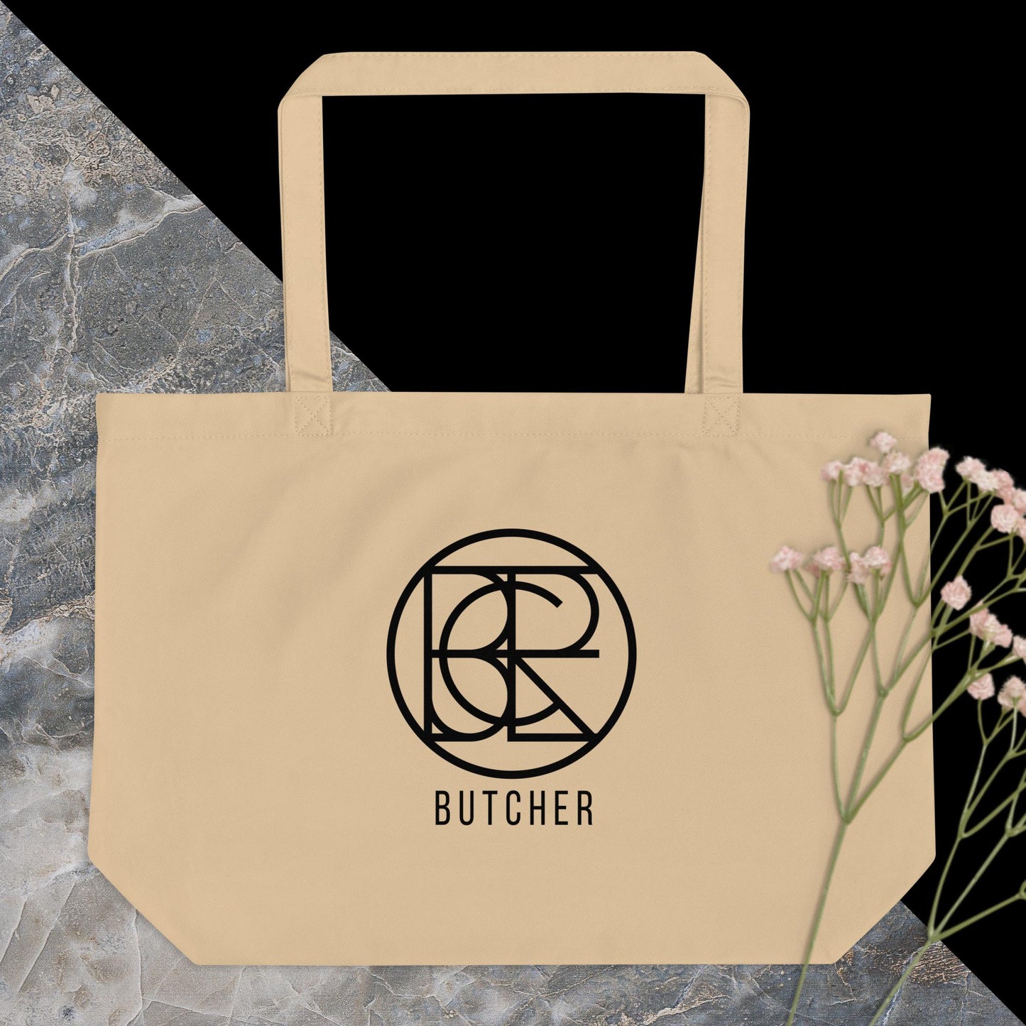 Large organic tote bag - Butcher Logo